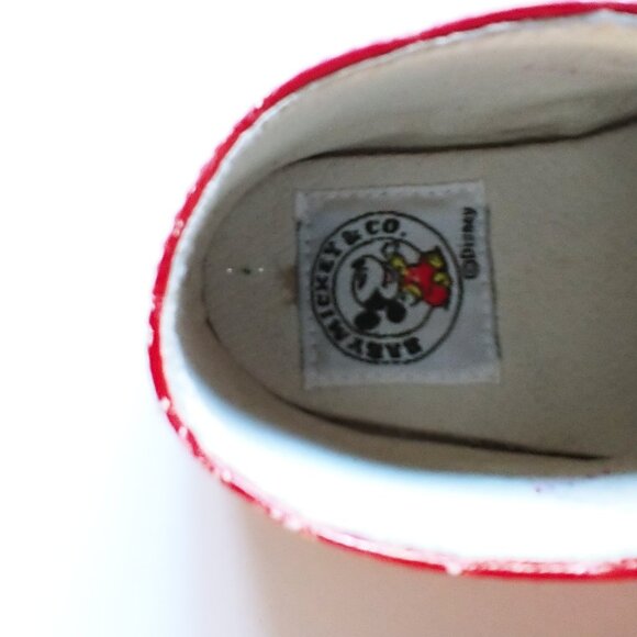 Baby Mickey and Co Red Faux Leather Logo Dress Shoes with Gold Details Size 2M - Picture 8 of 12